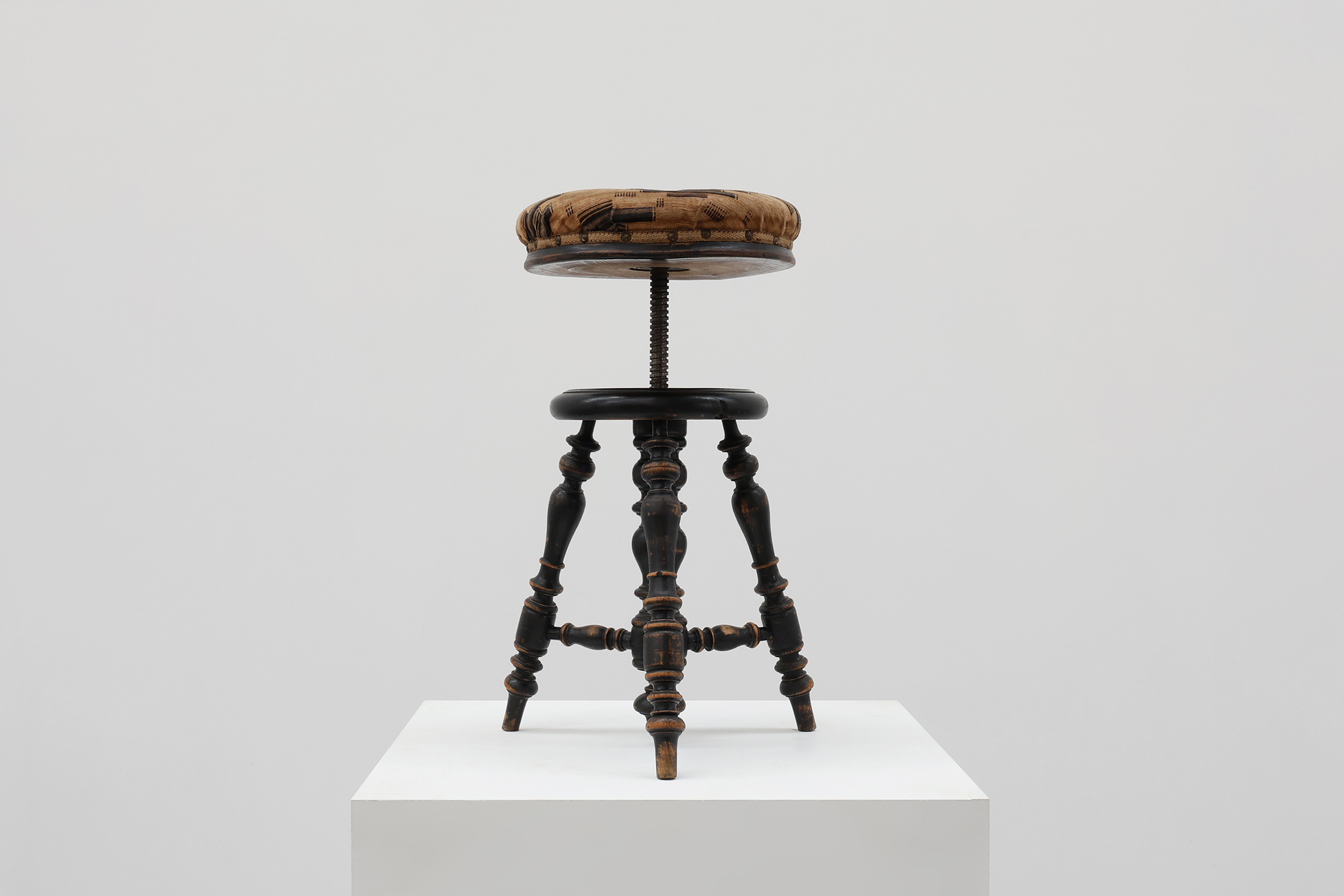 Art Deco adjustable piano stool with original upholstery, France 1920sthumbnail